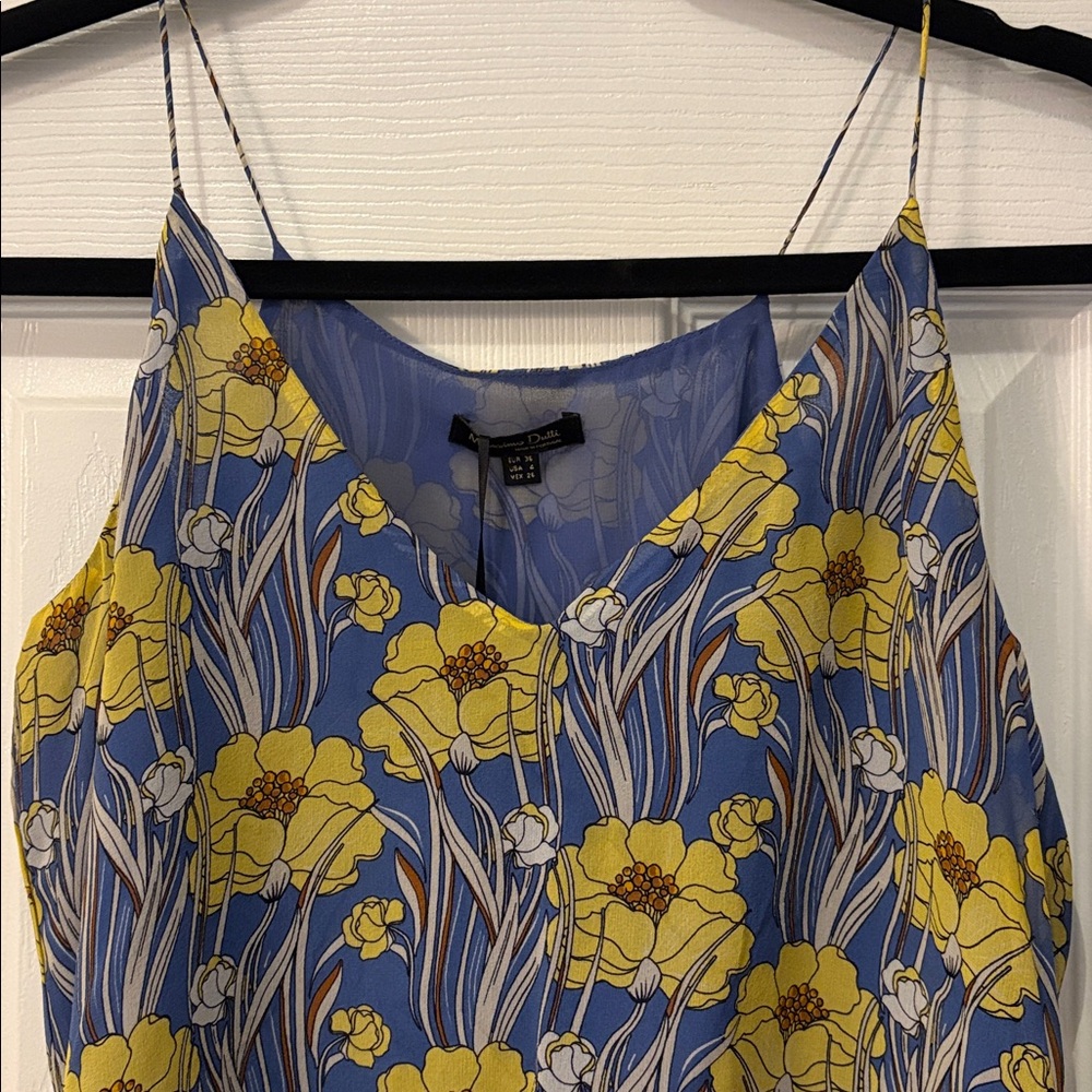 NWT Massimo Dutti Blue & Yellow Floral Silk Camisole